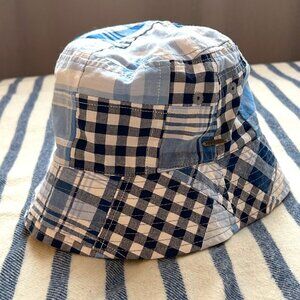 L.L. Bean Women's Reversible Blue Patchwork/ Madras Plaid & Chambray Bucket Hat